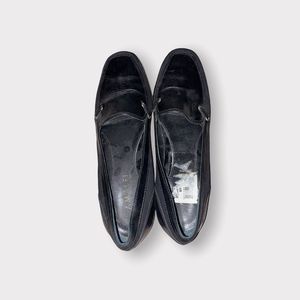 Amalfi Black Leather & Fabric Loafer Shoes Size 8 1/2 M